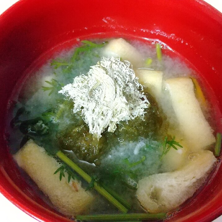 人参葉*油揚げ*とろろ昆布のお味噌汁